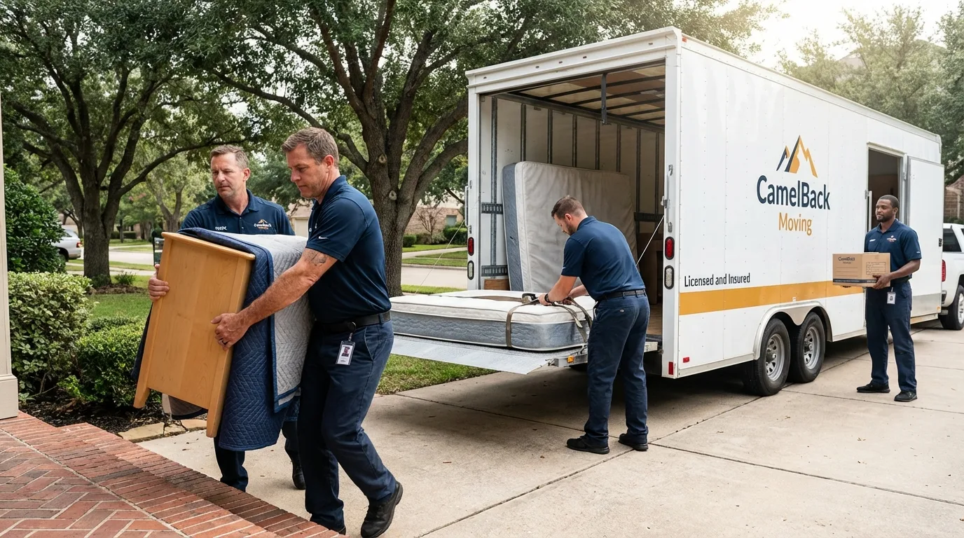 Crew loading residential truck for cross-state move from Berwick, ME